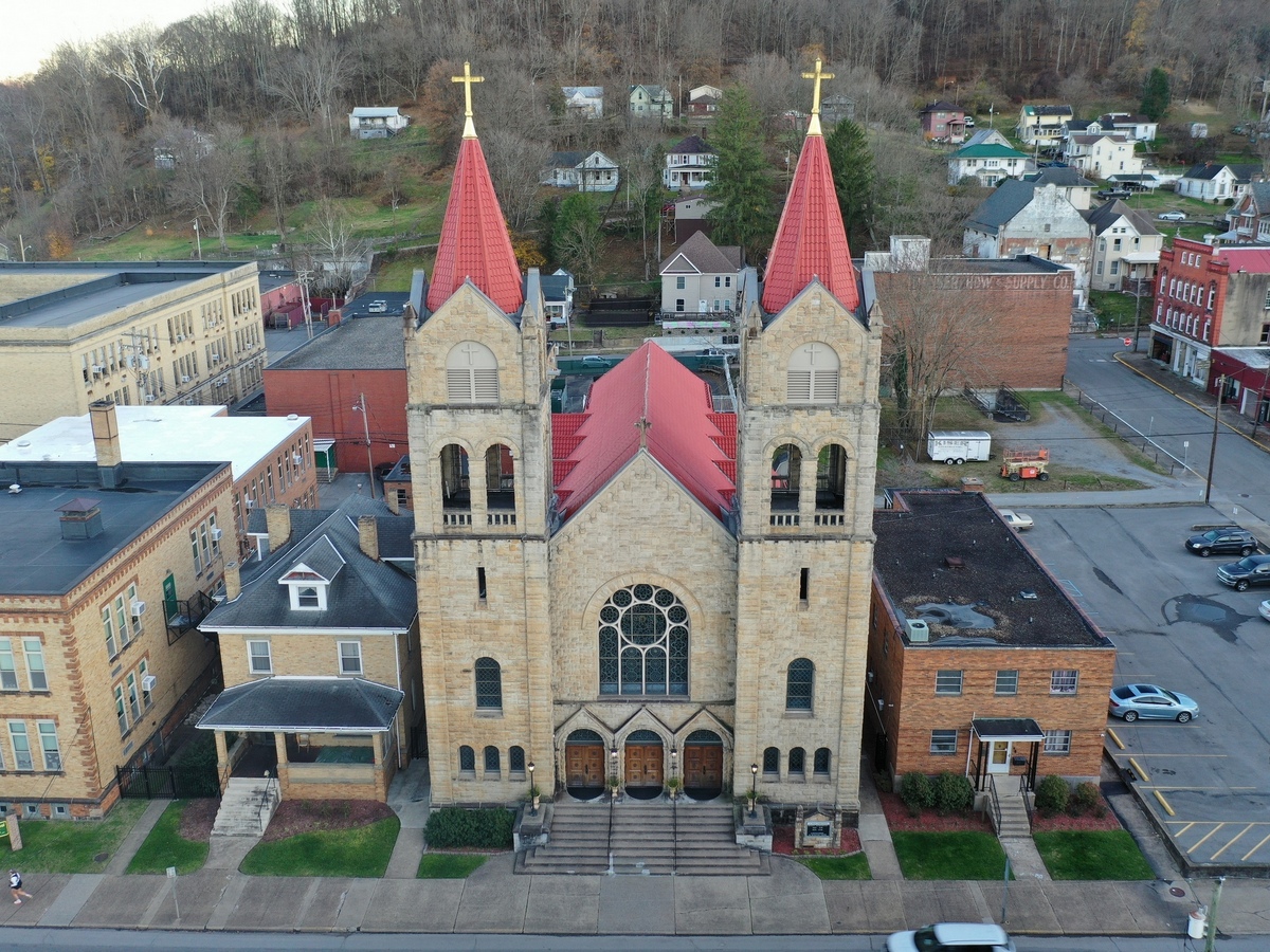 Front of St. Patrick Church in Weston, West Virginia